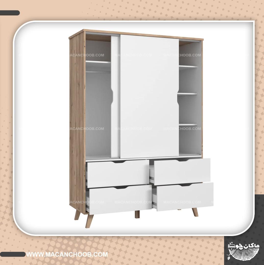 کمد لباس درب ریلی کشو دار پایه مخروطی عرض 140 مدل HAKAN